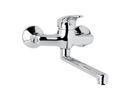 SONÁTA - Baterie dřezová nástěnná 100 mm s ramínkem plochým rovným - 160 mm, kartuše 40 mm tříkroková (CB302A02N) | czkoupelna