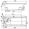 Hydromasážní vířívá obdélníková vana Kombi Elektro 160 x 70 cm nákres