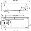 Hydromasážní vířívá obdélníková vana Kombi Elektro 170 x 75 cm nákres