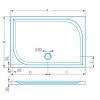 Obdélníková sprchová vanička KC1080 z litého mramoru 100x80 cm-nákres