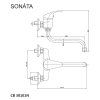 Sonáta - dřezová nástěnná baterie 150 mm s ramínkem trubkovým ø 18 mm - 200 mm, chrom (CB30101N) nakres
